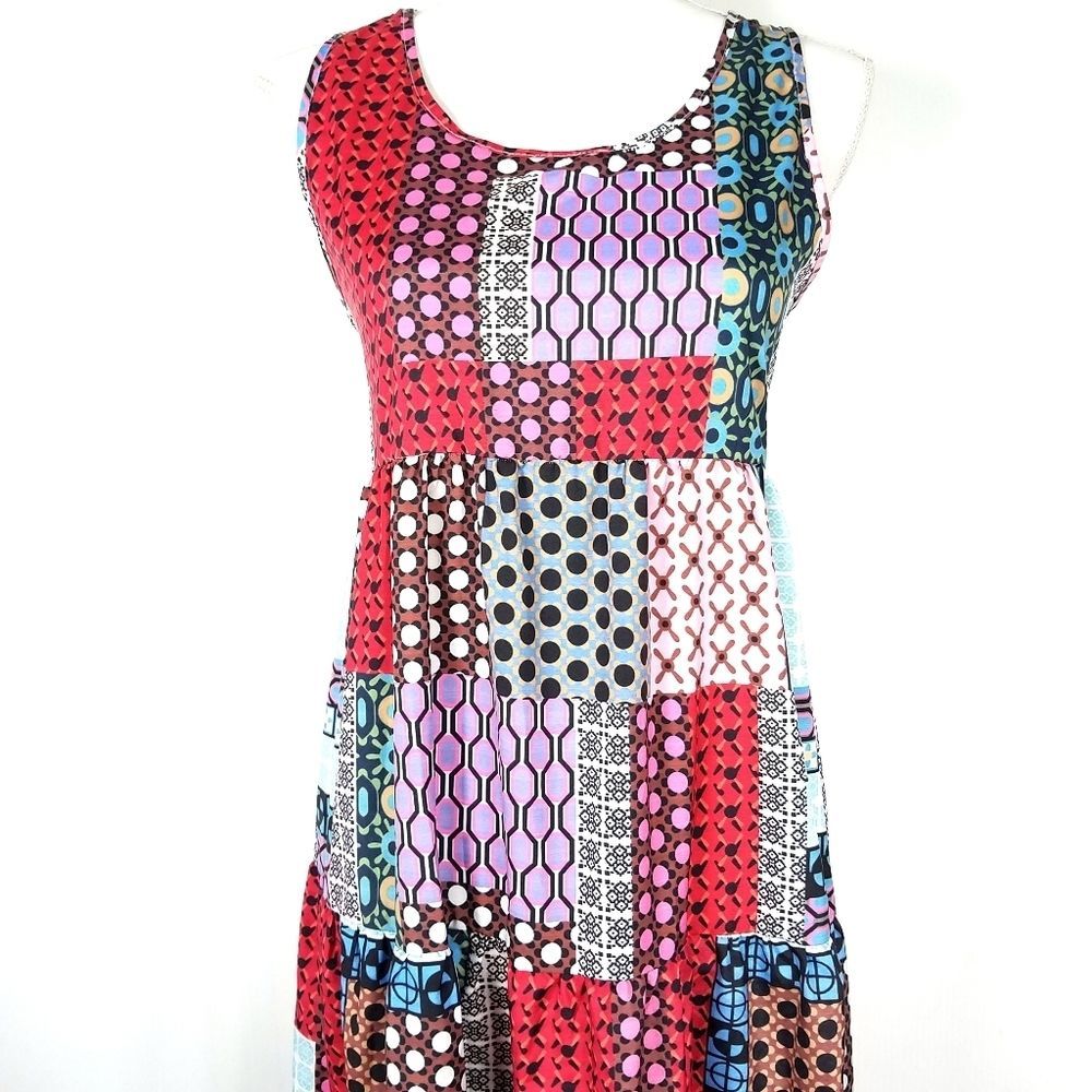 Boho Colorful Patchwork Print Maxi Dress - image 3